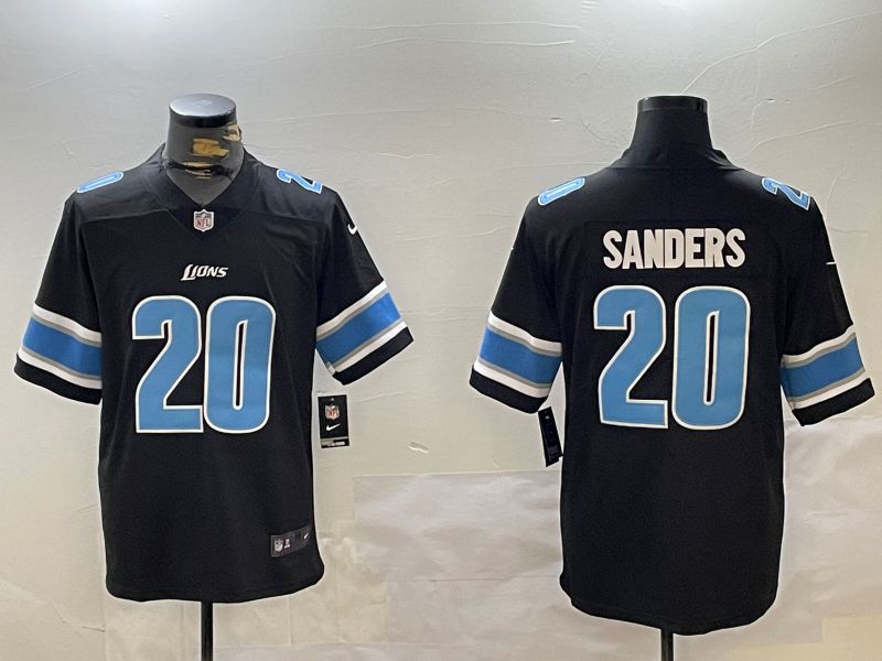 Men Detroit Lions 20 Sanders Black three generations 2024 Nike Limited NFL Jersey style 1